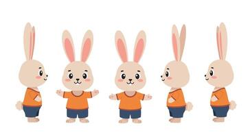 Cute cartoon rabbit character design in minimal flat style art vector