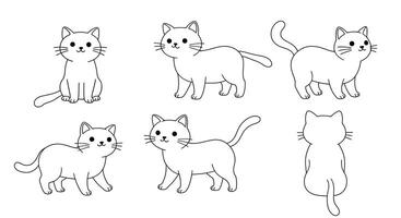 Cute cat character design in flat style showcasing playful poses art vector