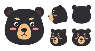 Cute bear character design in flat style showcasing different angles in illustration vector