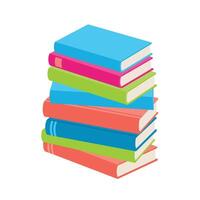 Colorful stack of books in a flat, minimal design style illustration vector