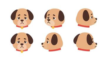 Cute dog character expression change with flat design art vector