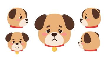 Cute dog expressions in various angles featuring flat design art vector