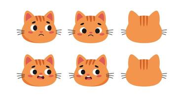 Cat expressions in playful style showcasing emotions through flat art vector