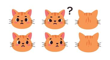 Cat expressions showcasing emotions in flat design style illustration vector