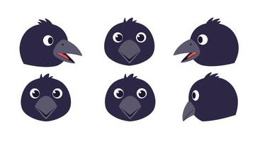 Bird head expressions in flat design showcasing various emotions in art vector