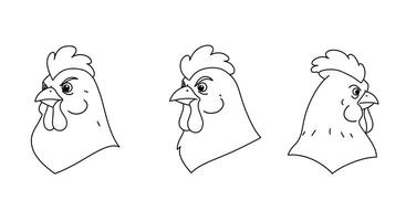 Chicken head profile transition in minimal line art illustration vector