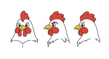 Chicken character design with minimal style showcasing expressions in progressive frames illustration vector