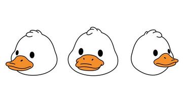 Duck head animation showing facial expressions in flat art vector