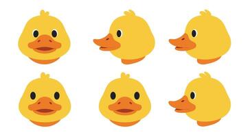 Yellow duck character in playful poses featuring minimal style illustration vector