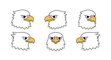 Eagle character expressions in minimal flat design art vector