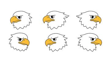 Eagle head expressions showing various emotions in flat art vector