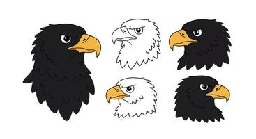 Eagle head designs showcasing transformations in flat illustration style vector