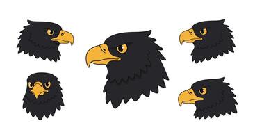 Eagle head illustrations in flat design showcasing different angles in art vector