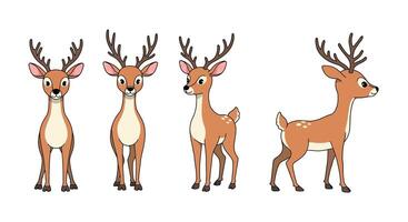 Cute cartoon deer character in flat style transitioning through four poses illustration vector