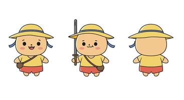 Cute character transformation from happy to determined with minimal style illustration vector