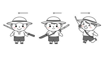 Character transformation in cute style with minimal details showcasing happiness and excitement in illustration vector
