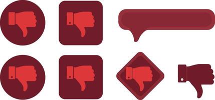 Thumbs Down Icons Set in Flat Design Style for Art vector