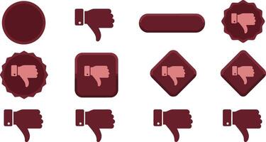 Collection of red thumbs down icons in flat design style art vector