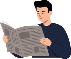 Man reading a newspaper in a flat minimal art style vector