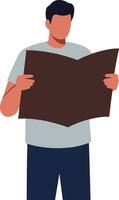 Man reading newspaper in flat design style illustration vector
