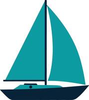 Sailboat design in teal and navy colors with minimal detail style art vector