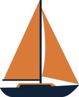 Sailboat with orange sails in flat design art vector
