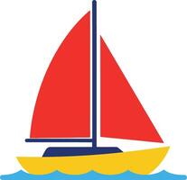 Colorful sailboat with red sails in flat design style illustration vector
