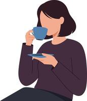 Woman enjoying coffee in a cozy setting with flat design art vector