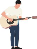 Guitar player in casual attire performing in flat style illustration vector