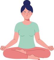 Woman meditating in a serene pose with flat design style art vector