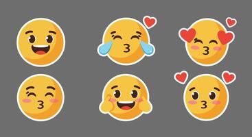 Happy emoji expressions in flat design style representing various emotions illustration vector