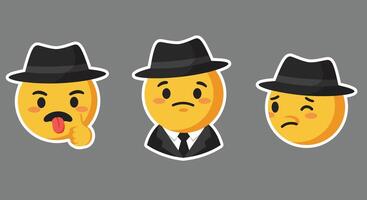 Emoji expressions showing change from playful to serious in flat illustration vector