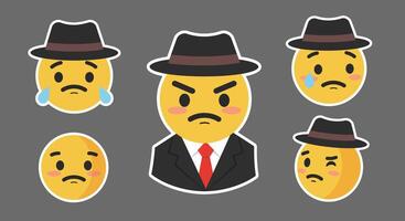 Emotive character expressions in flat style showcasing various moods in illustration vector