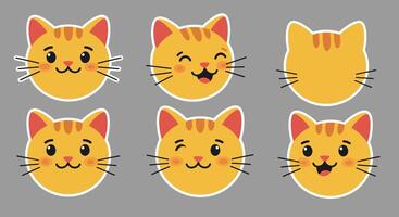 Cute cat expressions in playful design style showcasing emotions in art vector