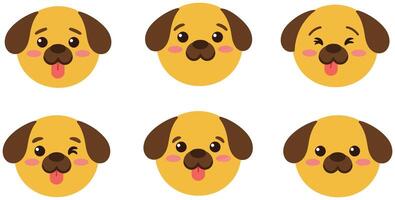 Dog face expressions in playful flat design style art vector