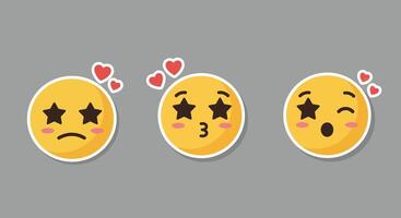 Emoji expressions showing transition from sadness to happiness in flat illustration vector