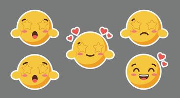 Emotionally expressive smiley face icons in flat design art vector