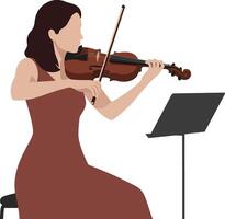 Violinist playing music in a minimal design style illustration vector
