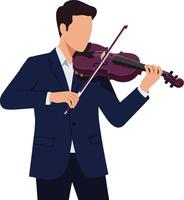 Musician playing violin in elegant suit with minimalistic flat design illustration vector
