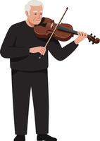 Elderly man playing violin in flat design style art vector