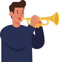 Man playing trumpet in flat style vibrant art vector