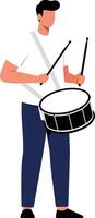Drummer playing a snare drum in flat minimal art vector