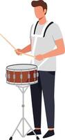 Drummer playing snare drum in flat design illustration vector