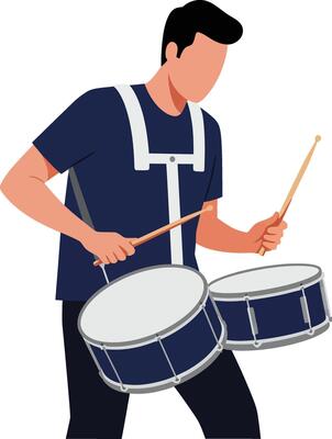 Musician playing drums in flat design style vibrant art