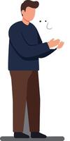 Man gesturing with hands in a minimal flat design illustration vector