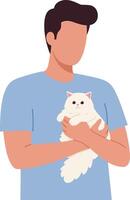 Elderly man holding white object in flat illustration style vector