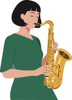 Musician playing saxophone in a flat and colorful design art vector