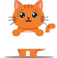 Cute orange cat character with playful expression in flat art style illustration vector