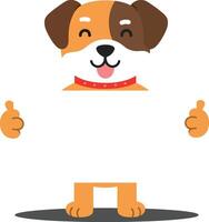 Happy dog character with playful expression in minimal flat art illustration vector