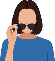 Individual adjusting sunglasses in a casual setting with flat modern design art vector